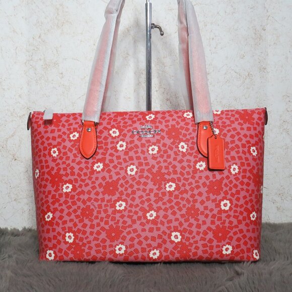 Coach Gallery Bag with Floral Print (Pink/Multi-color) - Picture 1 of 6